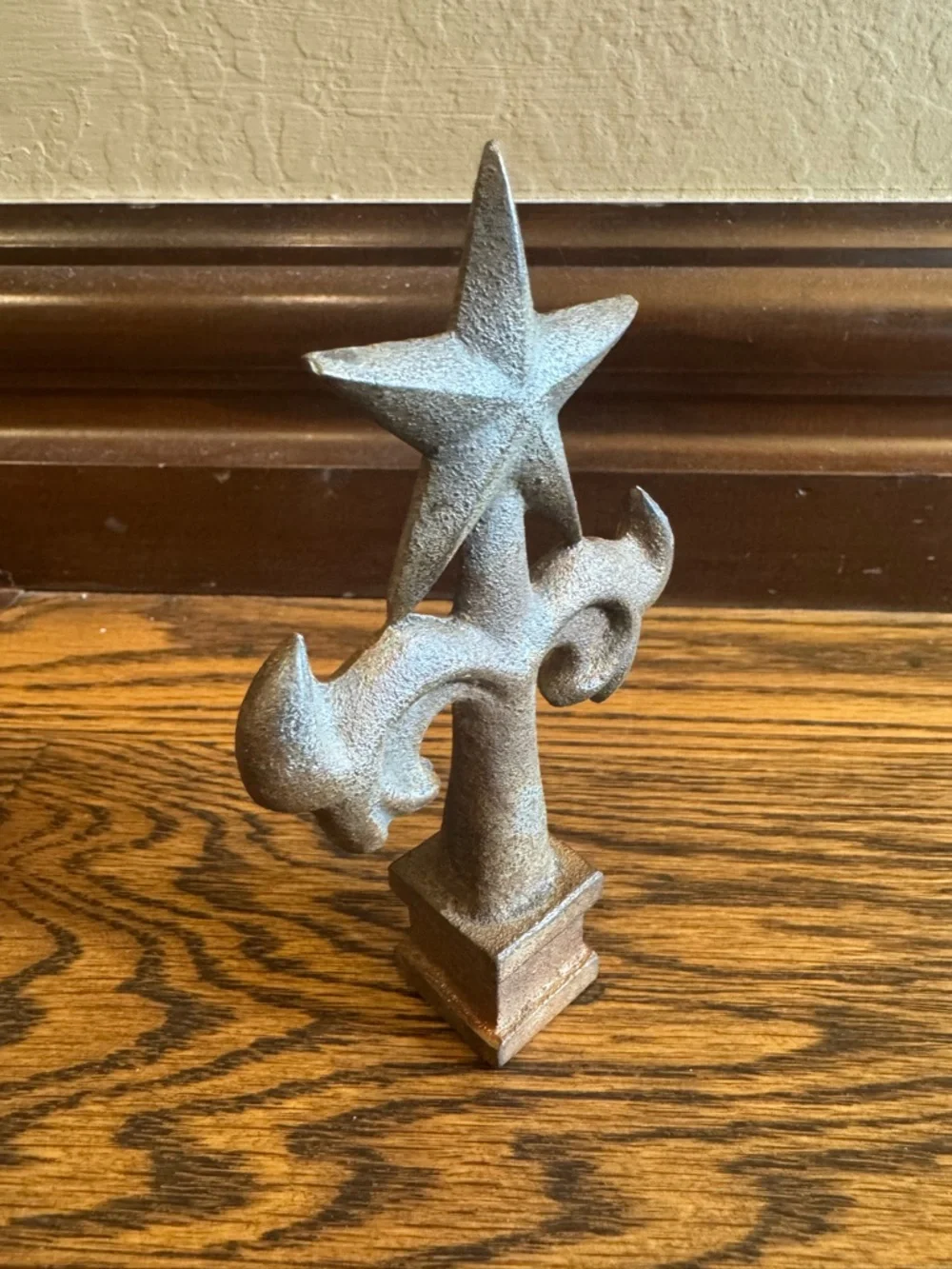 Cast Iron Star Fence Post Topper Finial Fleur De Lis Architectural Salvage 5”